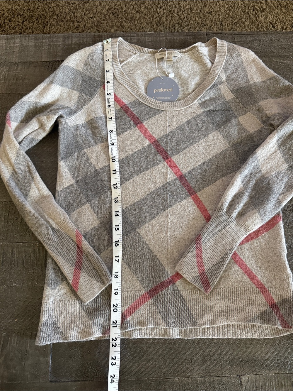 Burberry London classic check wool cashmere sweater Sz S - Picture 4 of 9